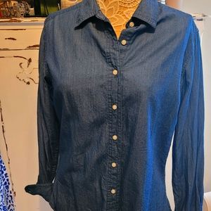 Dark blue tailored denim blouse